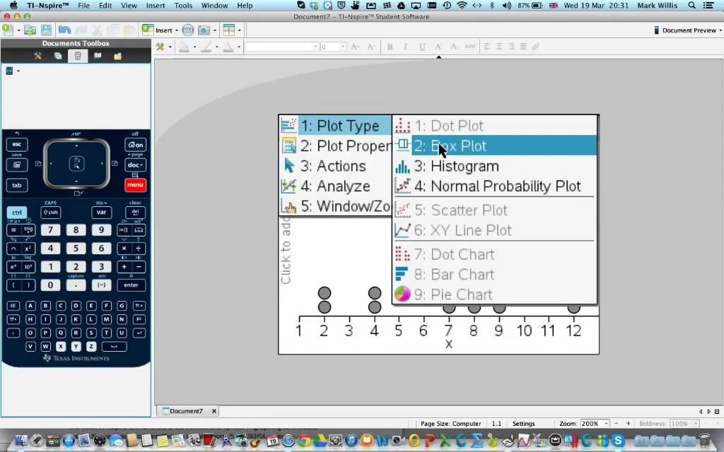 Box and whisker plot on TI-Nspire