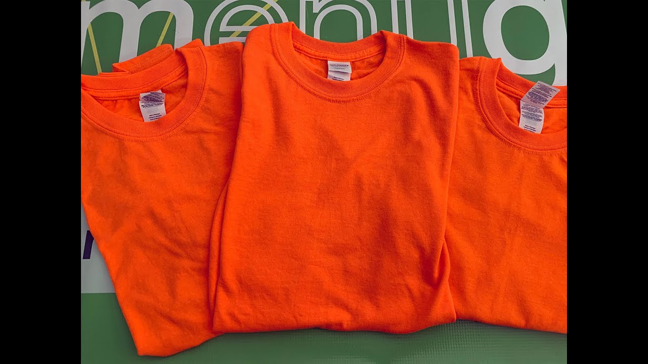 Lot of 3 Gildan Mens HeavyCotton Tear Away T-shirts Orange S