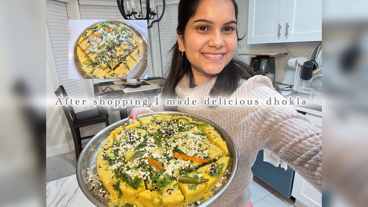 After long time grocery shopping I made delicious dhokla 