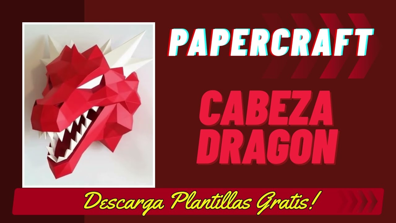 Cabeza de Dragón Papercraft 🐉🔥  Decoración 3D Épica para Imprimir y Armar