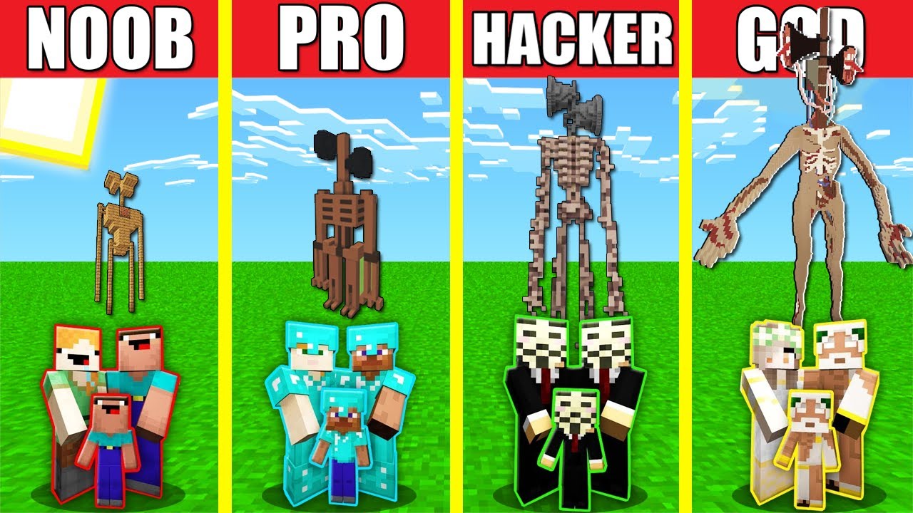 Minecraft Battle: SIREN HEAD HOUSE BUILD CHALLENGE - NOOB vs PRO vs HACKER vs GOD / Animation SCP