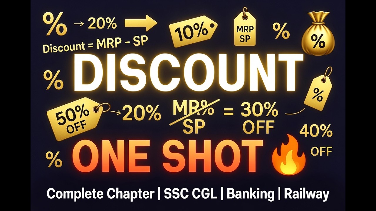 Discount One Shot | Complete Arithmetic Maths Lecture in Hindi | SSC CGL, Bank, Railway