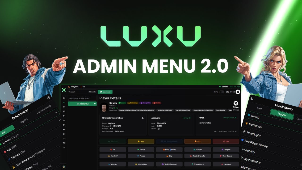 Luxu Admin 2.0 - FiveM Admin Menu