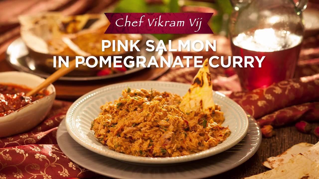 Chef Vikram Vij's Gold Seal Pink Salmon in Pomegranate Curry
