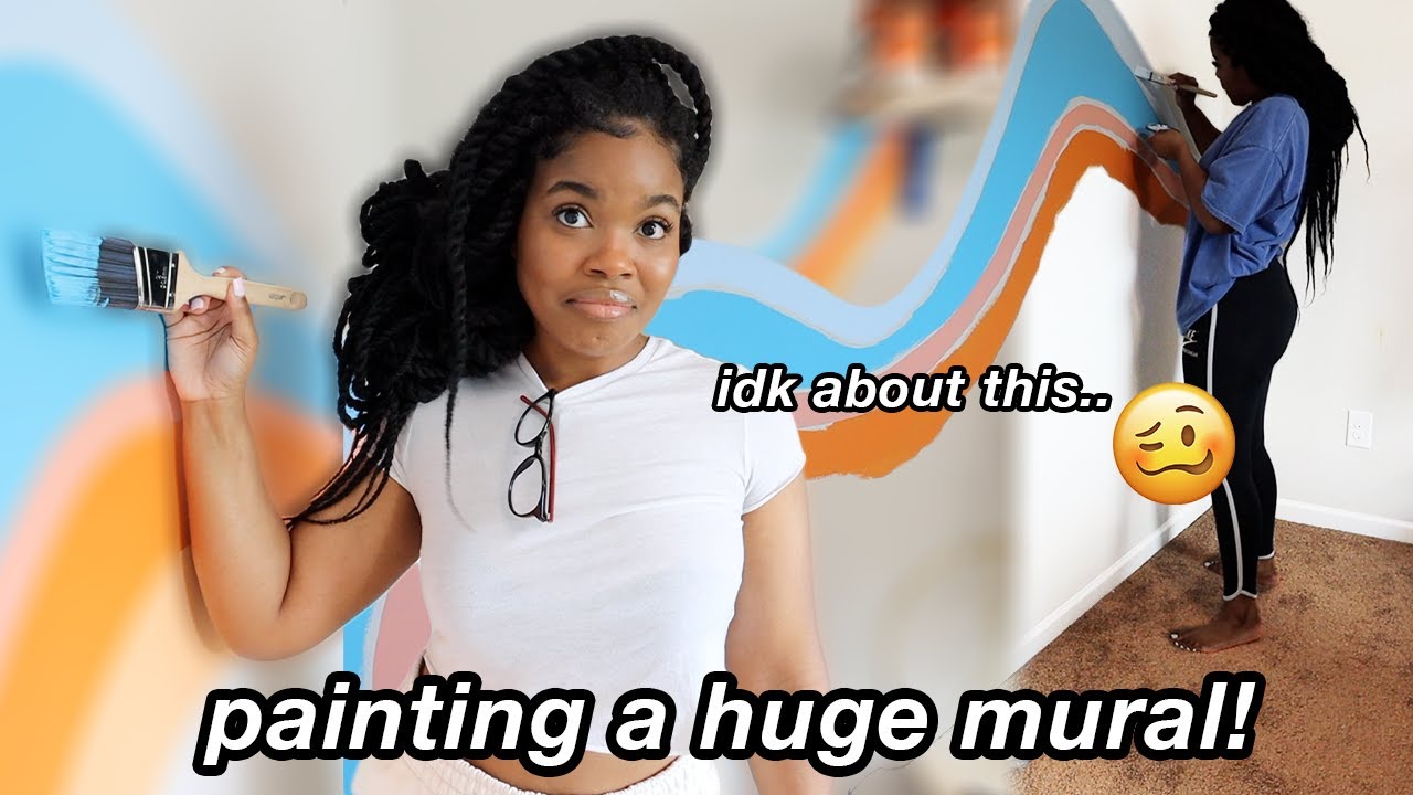 VLOG | I PAINTED A HUGE WALL MURAL IN MY CLOSET/GLAM ROOM!! *lowkey crazy af for this*