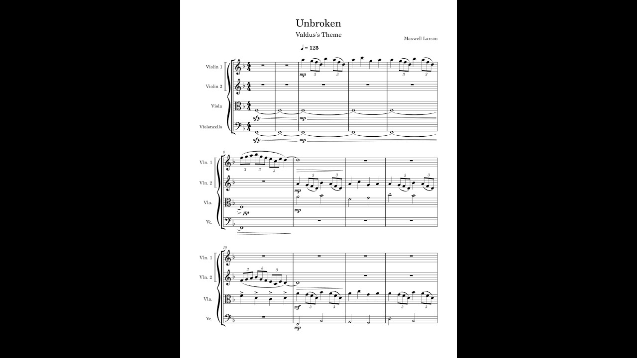 Unbroken (Valdus Theme) - Maxwell Larson | String Quartet