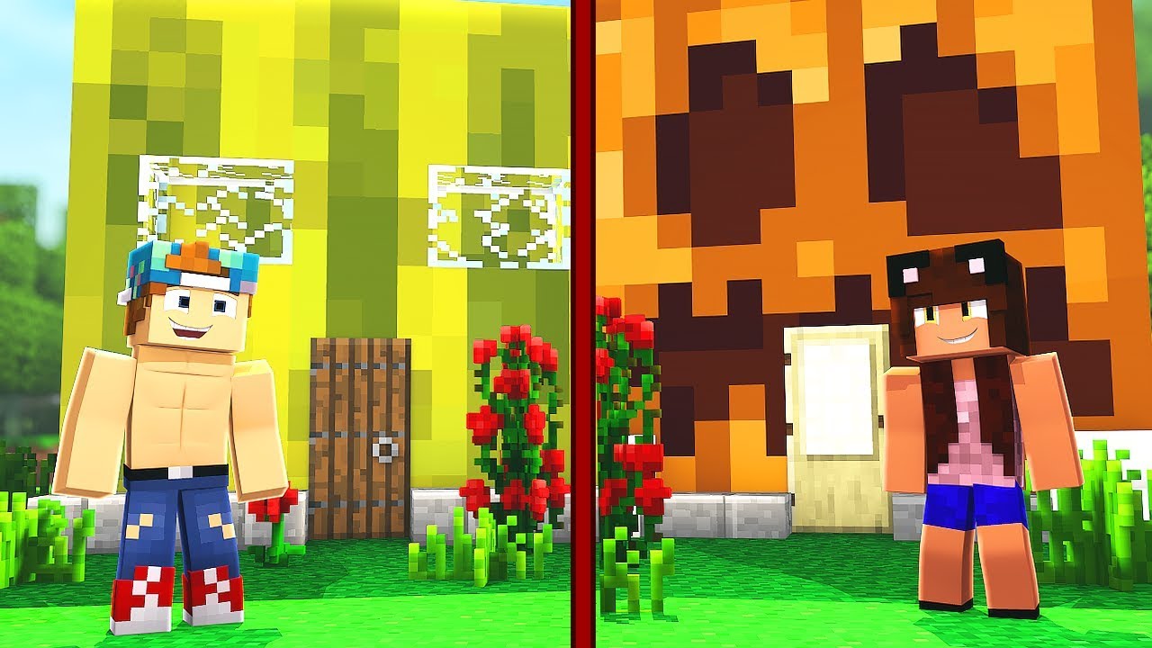 WATERMELON HOUSE VS PUMPKIN HOUSE | Minecraft House Challenge