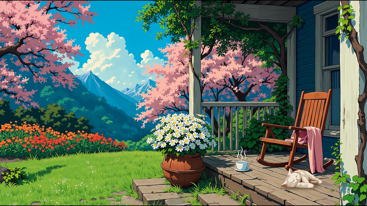 Rustic Spring Porch ☕ Vintage Lofi Vibes to Relax Your Soul 🌸 Lofi Hip Hop for Study, Work
