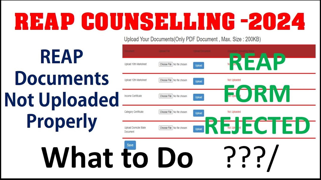 REAP FORM REJECTED - REAP Documents Uploaded Wrongly Is it | What to do?