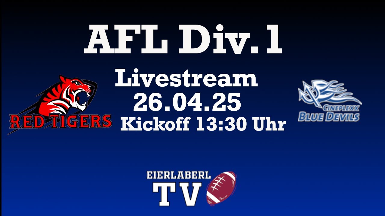 Livestream AFL Division 1 Red Tigers vs. Blue Devils