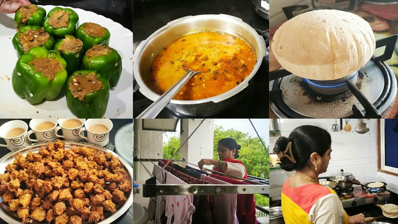 BREAKFAST to DINNER FULL DAY ROUTINE, Moong Dal Mangode, Bharwa Shimla Mirch, Urad Chana Dal, Phulka