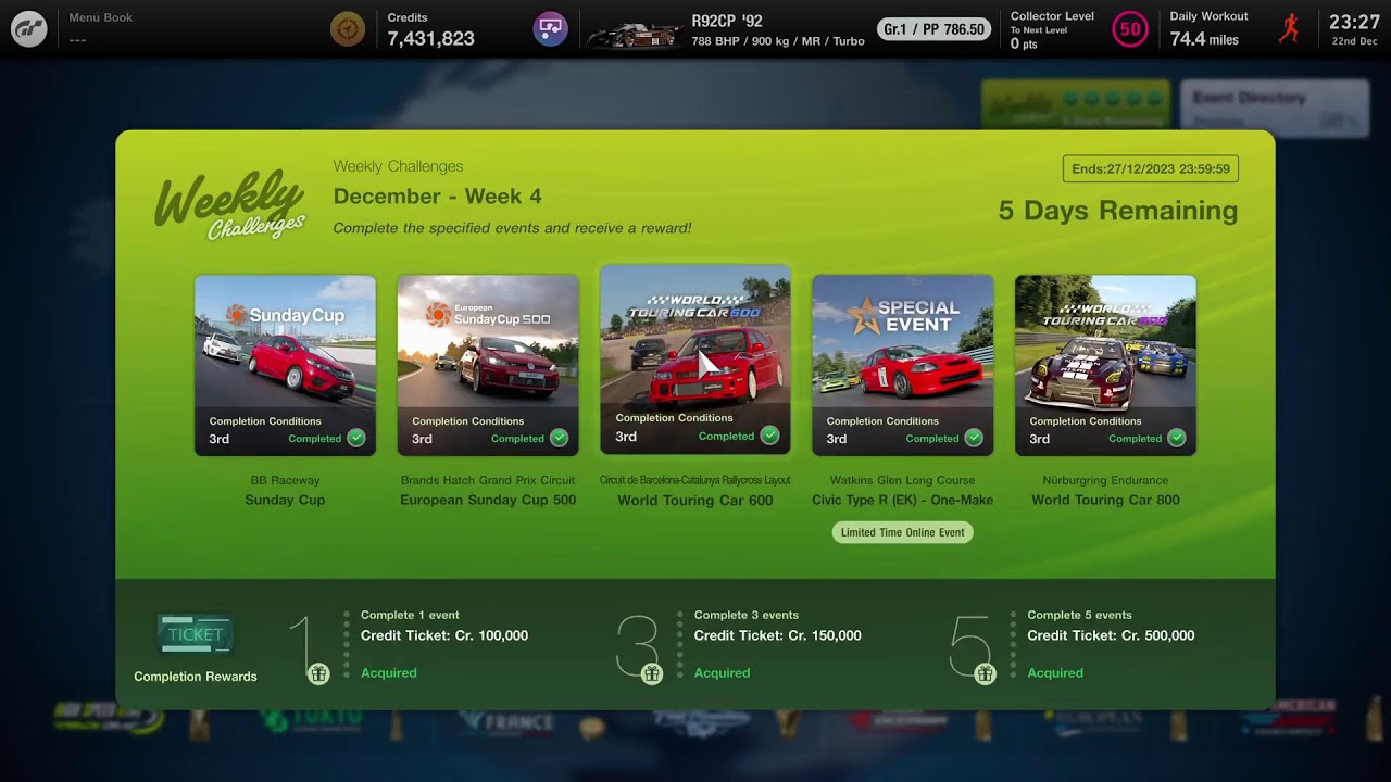 [LIVE] Week 8 Challenges Playthrough 21/12/2023 Gran Turismo 7