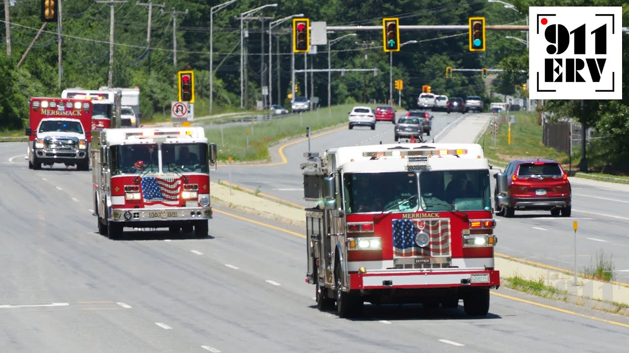 Merrimack Fire Trucks Responding | Ex-Engine 1, Ex-Engine 2, Ambulance 1, Rescue 1