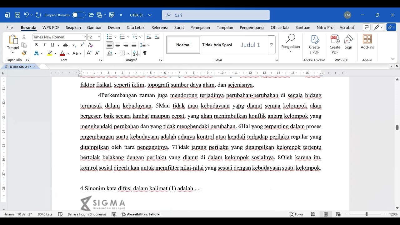 Pembahasan Try Out SIG 21 PPU PART 1
