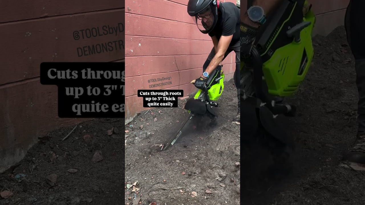 Mini handheld trencher doing work! It's way easier than hand digging & ultra portable