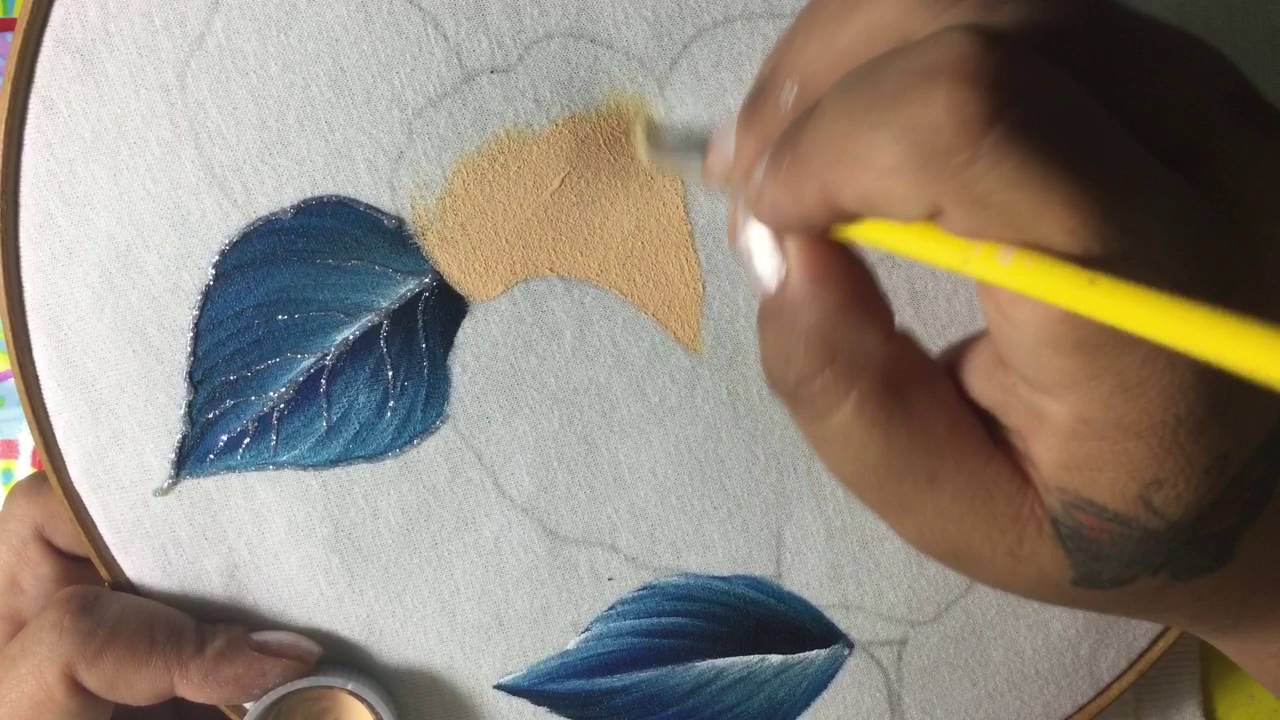 Pintura En Tela Flores y Hojas con cony