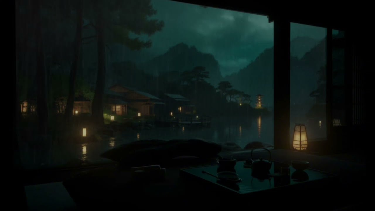 Gentle Night Rain Sounds in a Mountain Cabin 🌧 (No Ads) | Dark Bedroom Ambience for Sleeping & Relax