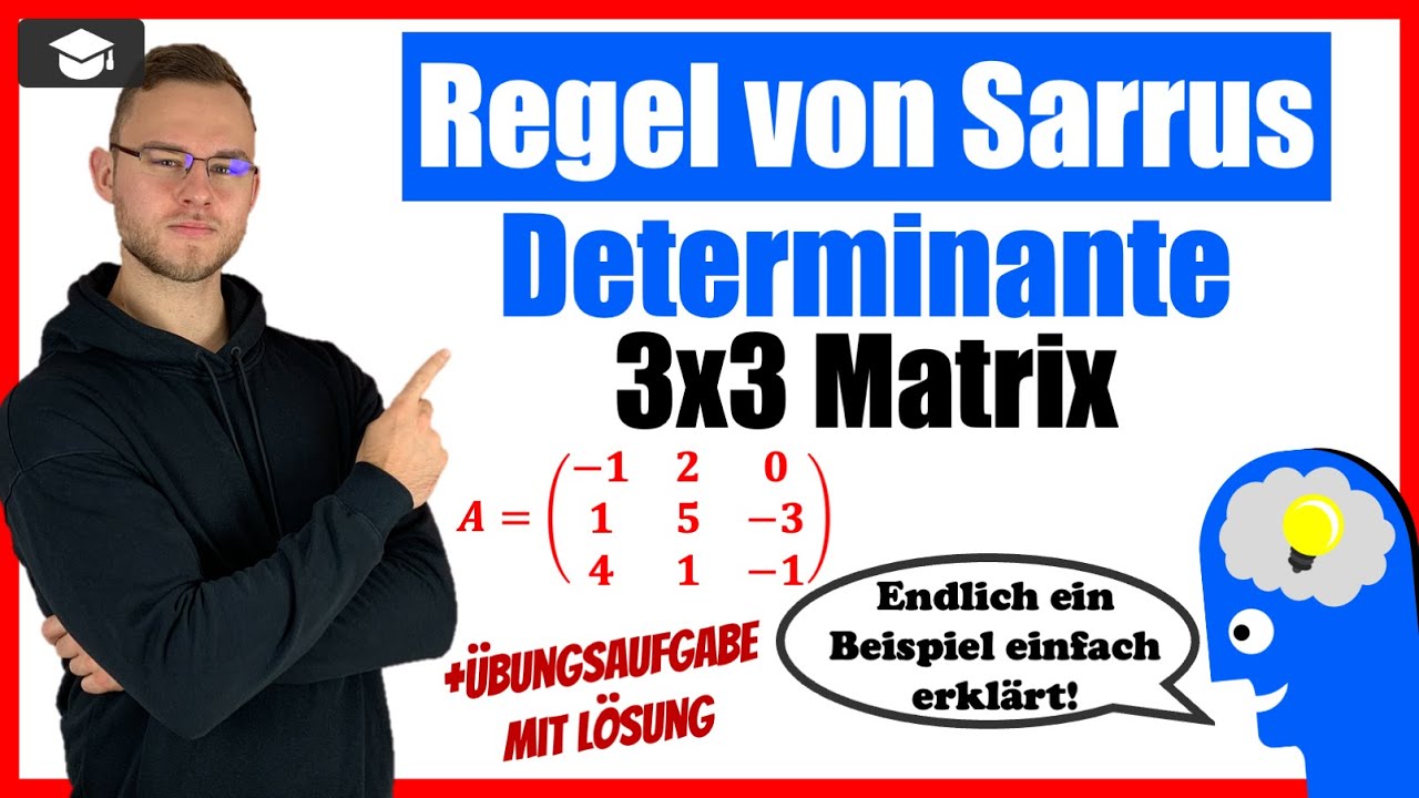 Determinante Regel von Sarrus von einer 3x3 Matrix einfach erklärt