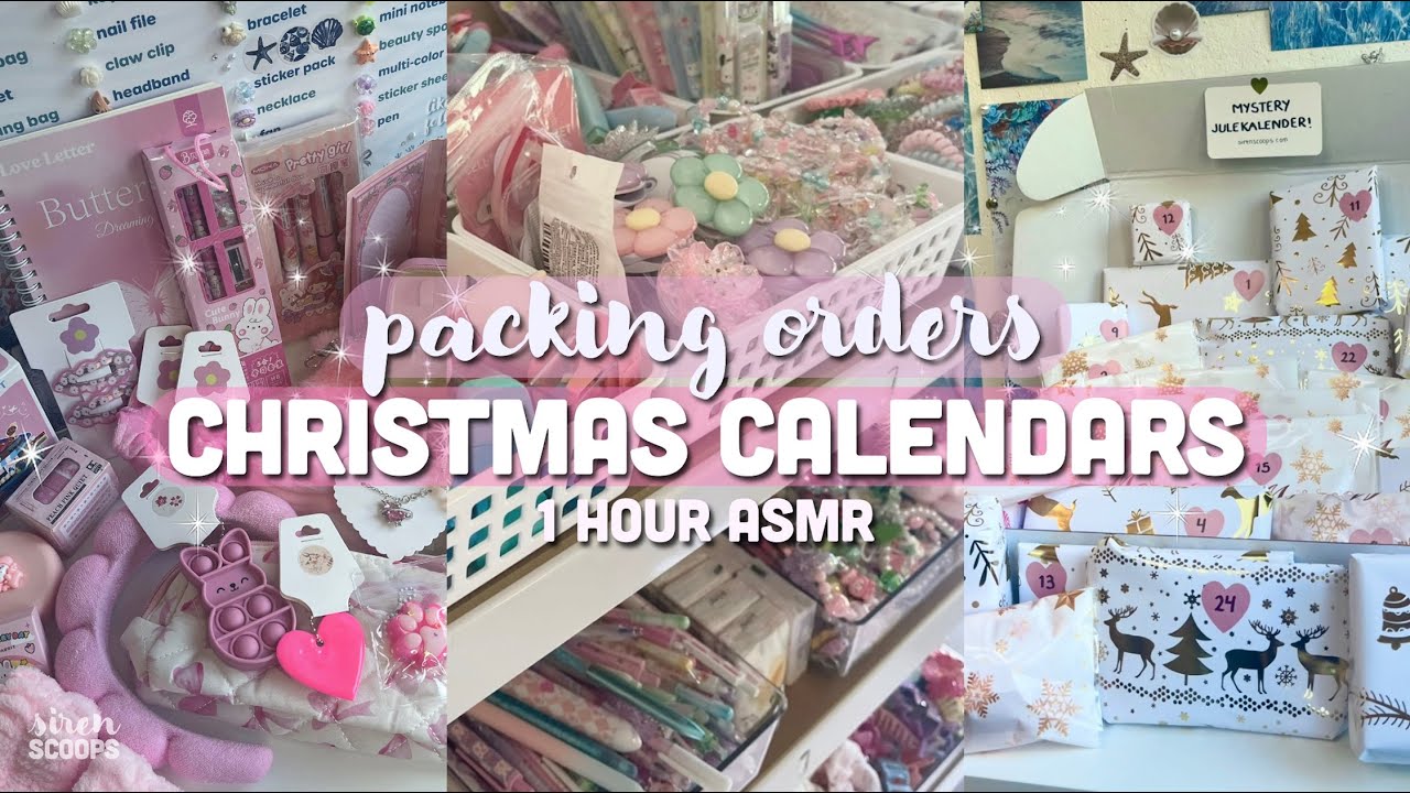 1 HOUR ASMR Packing Orders! | Mystery Scoop Christmas Calendars🩷