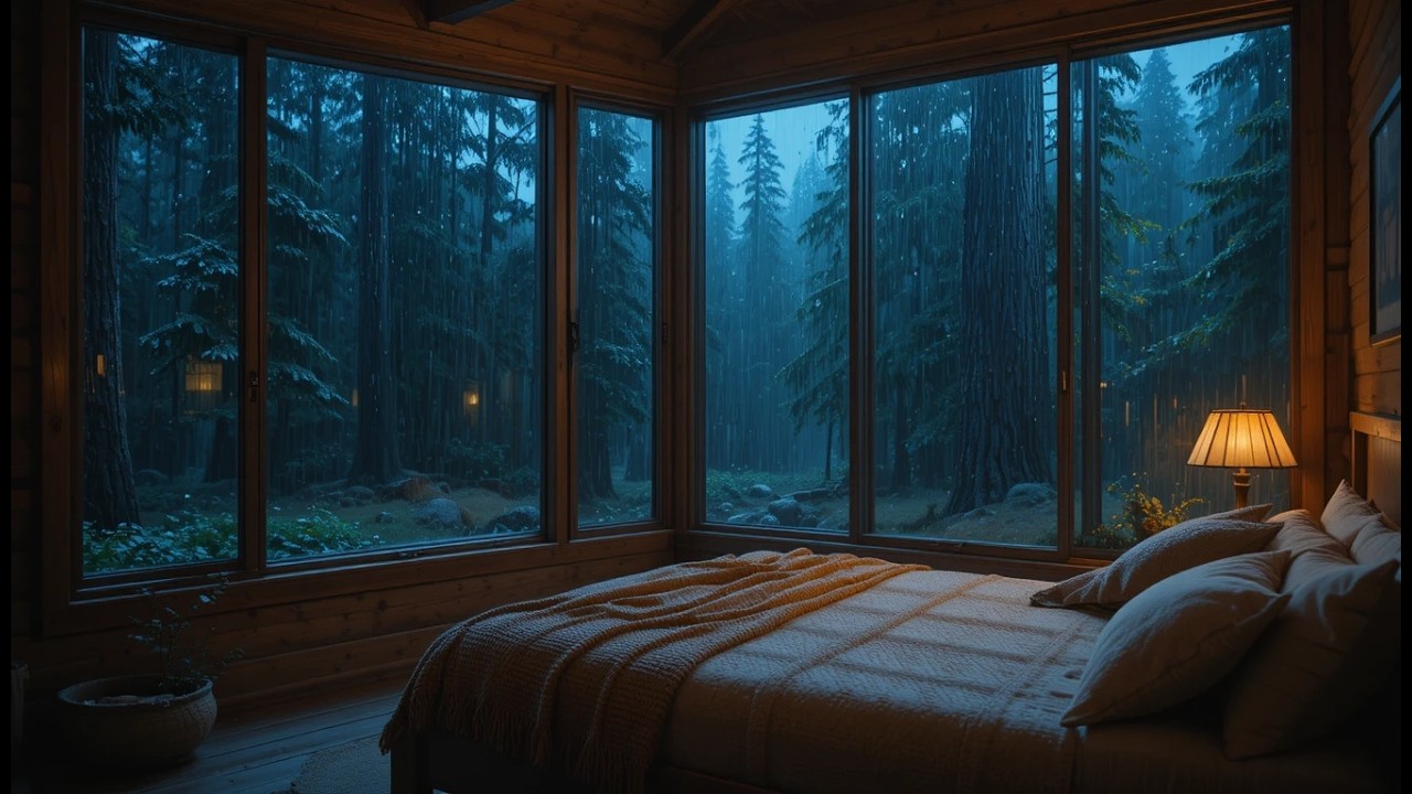 Heavy Rain on Window at Night 🌙 Rain Sounds for Sleep & Relaxation
