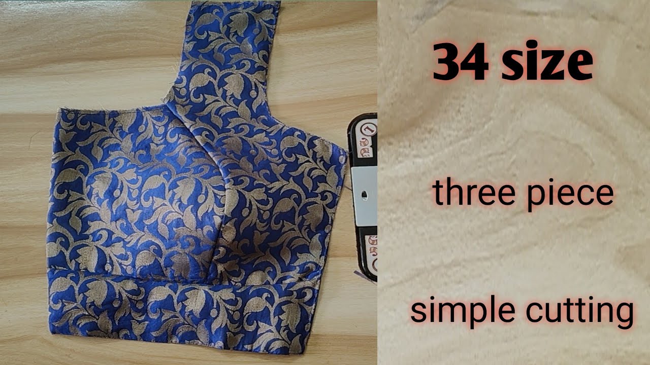 34 size थ्री पीसेस प्रिंस कट ब्लाउज कटिंग और स्टिचिंग। three piece princess cut blouse cutting ।