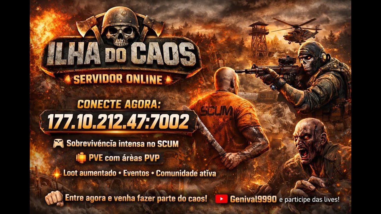 🔥 SCUM ILHA DO CAUS PVE COM AREAS PVP loot10x skill npcs ativos
🔥