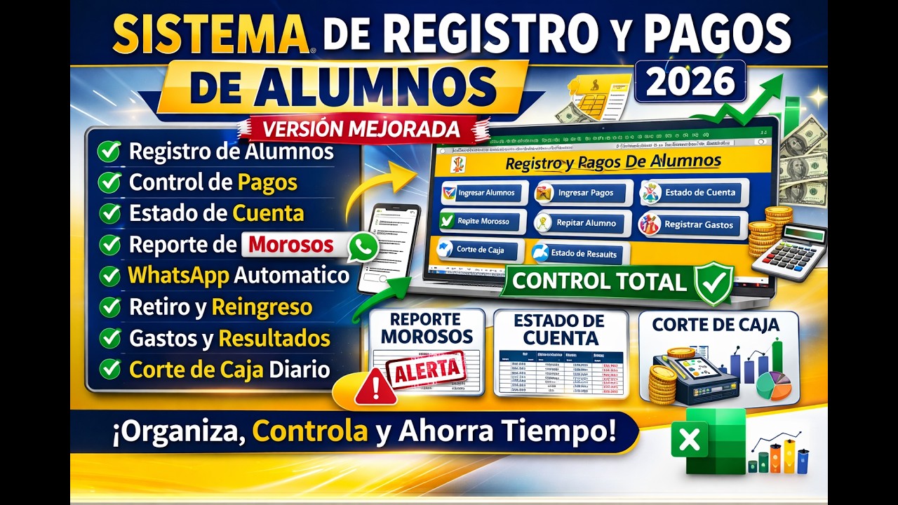Sistema Profesional de Registro y Pagos de Alumnos en Excel – Versión Mejorada 2026