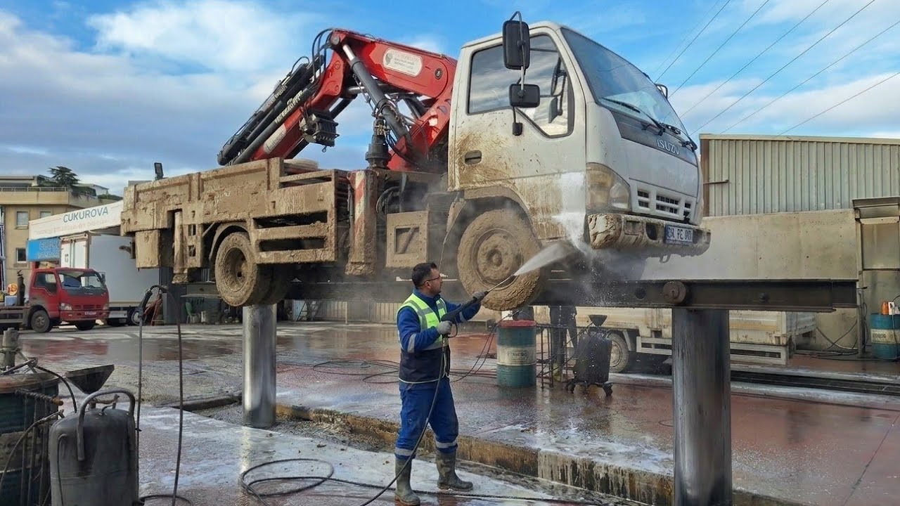 Insane Elevated Truck Wash! Full Undercarriage Pressure Cleaning Transformation 🚿🚛
