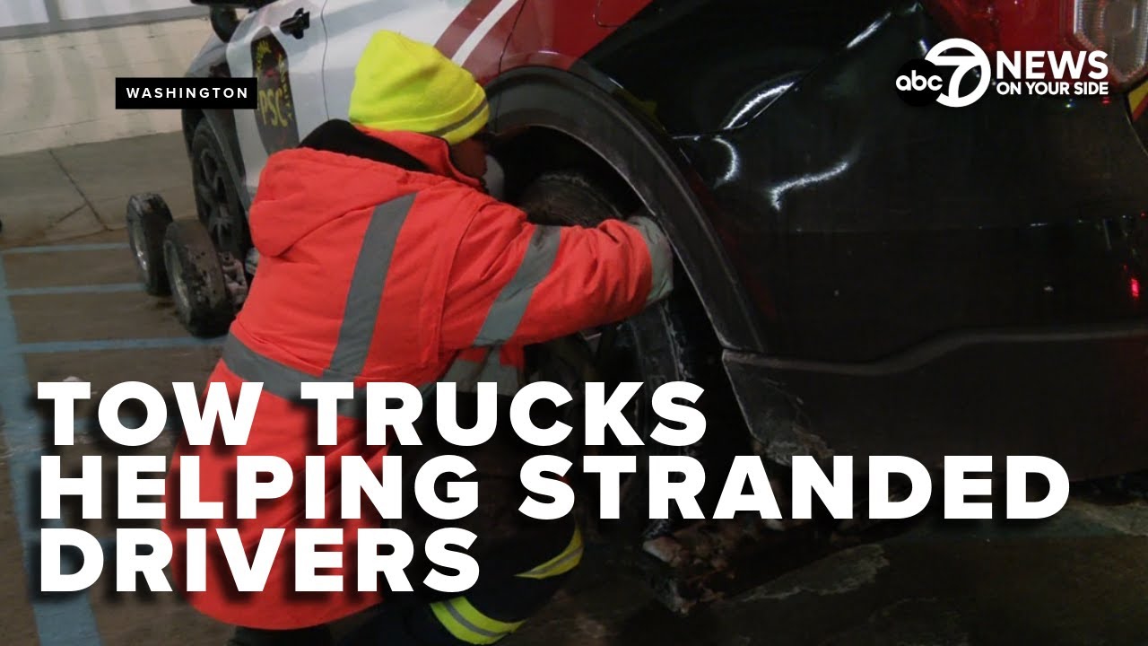 Tow truck drivers working around the clock after snow, ice cover roads