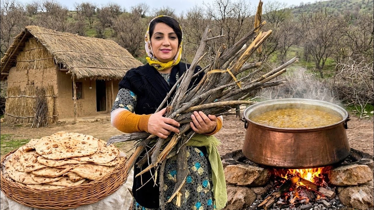 Village Life in Iran / A Simple Day of Nomadic Life and Fire Cooking