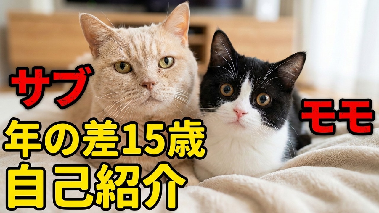 2026年度版【自己紹介】ブリティッシュショートヘアのサブとモモ【高齢猫と子猫の自己紹介】