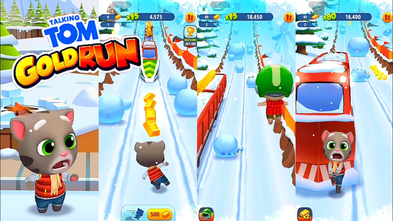 Talking Tom Gold Run Tom's Snow Ride UNLOCKED 🤩 Ben Vs Frosty Tom Full Screen Runner Gameplay
