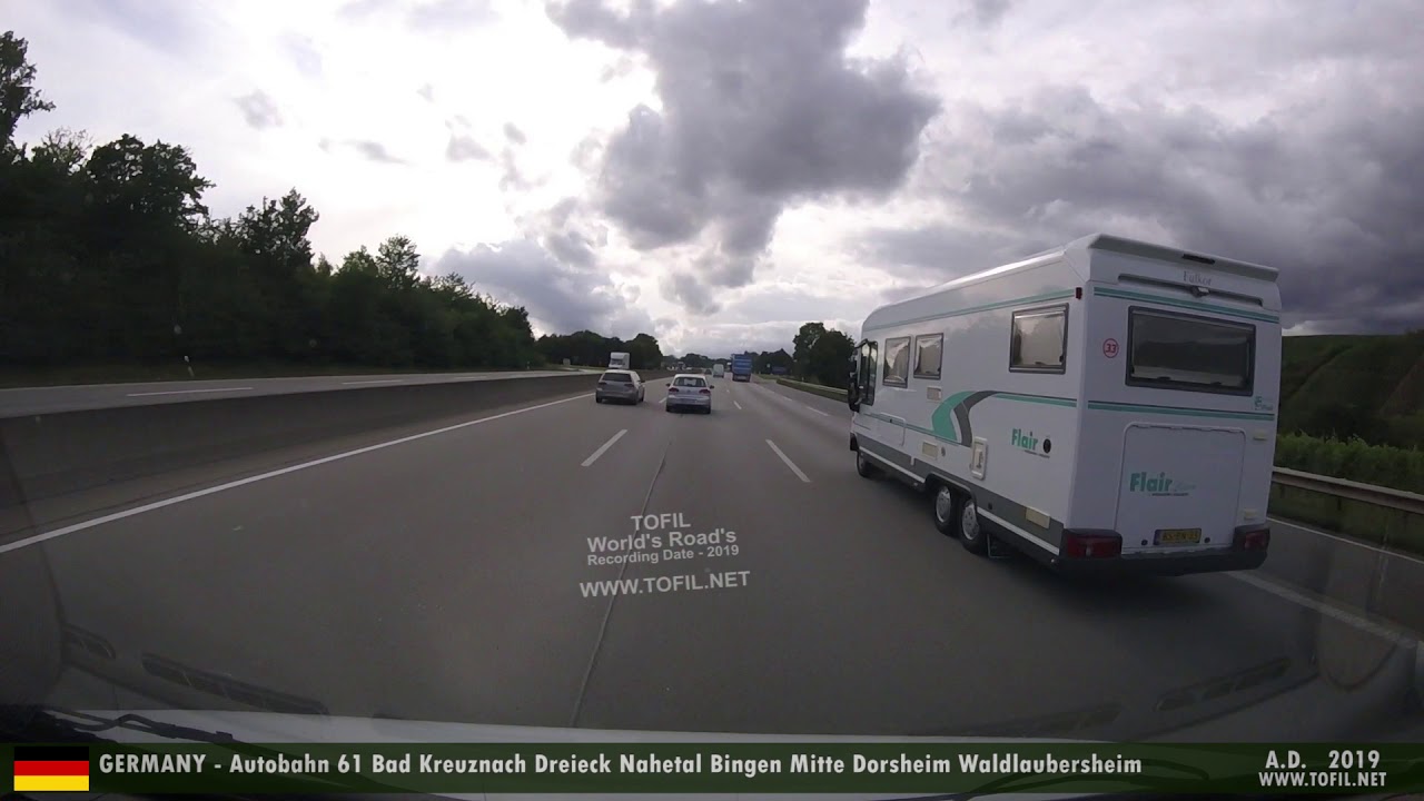 1061 GERMANY - Autobahn 61 Bad Kreuznach Dreieck Nahetal Bingen Mitte Dorsheim Waldlaubersheim 2019