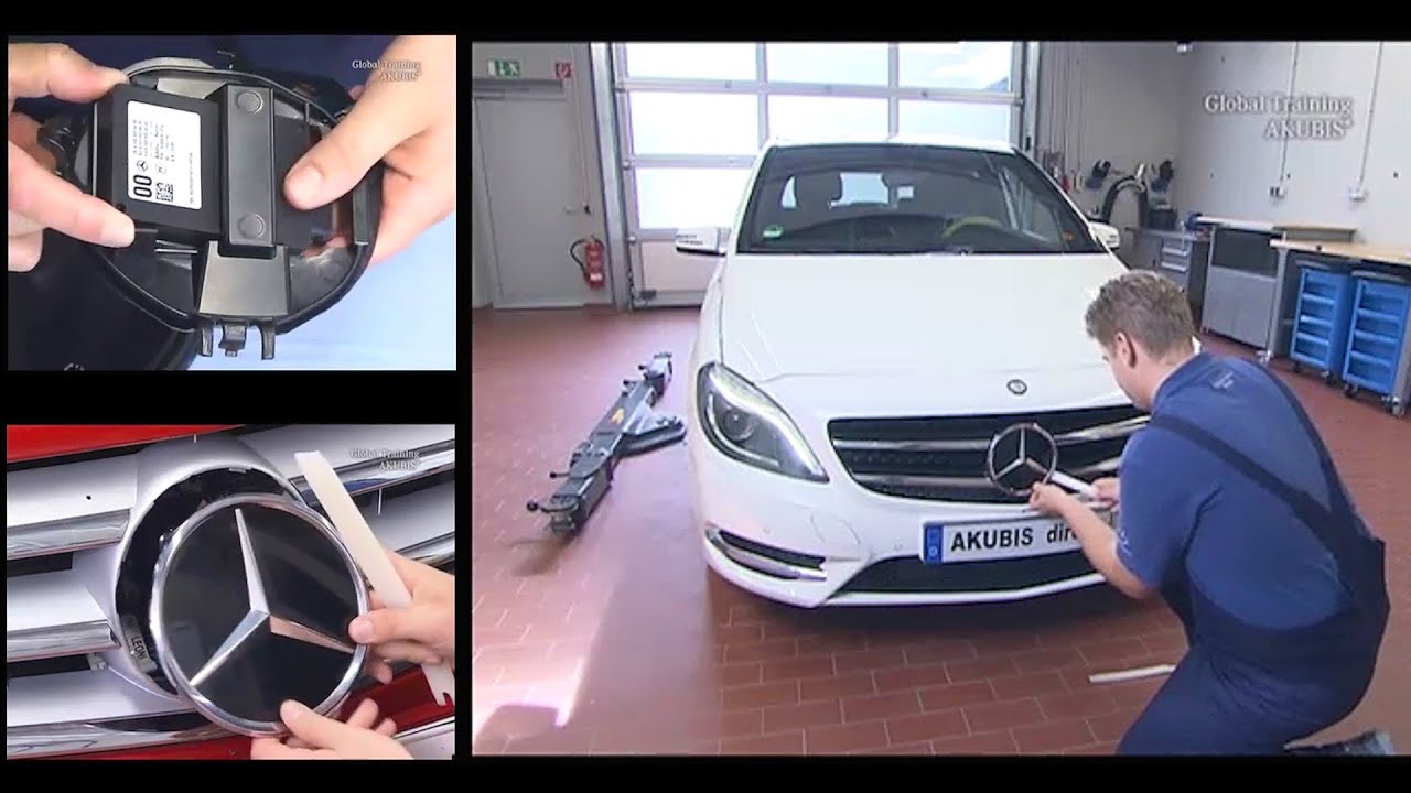 Mercedes-Benz — снятие и установка датчика системы предотвращения столкновений