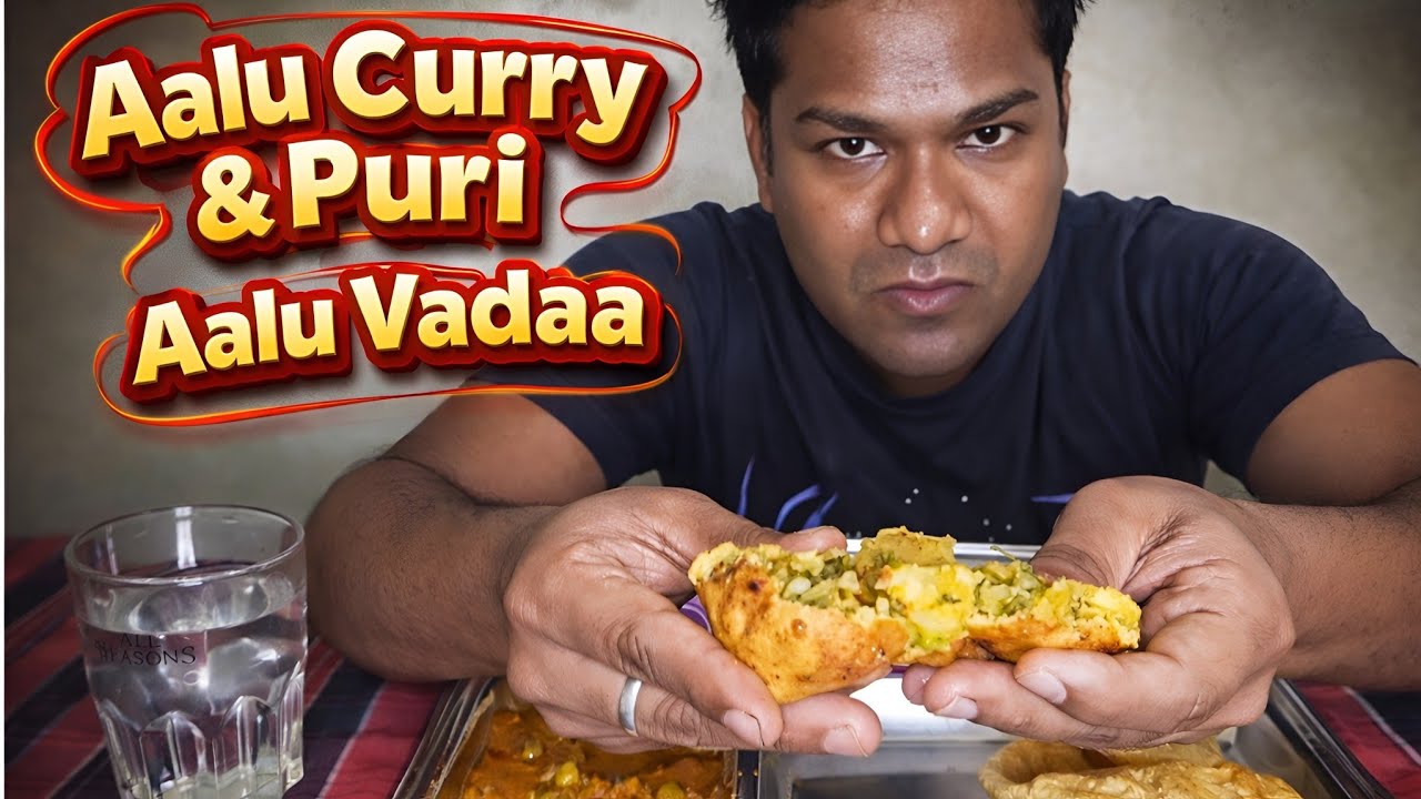 Ultimate Desi Indian Thaali ASMR 😋🍛 | Aloo Puri & Aloo Vada Crunchy Eating Sounds | Mukbang