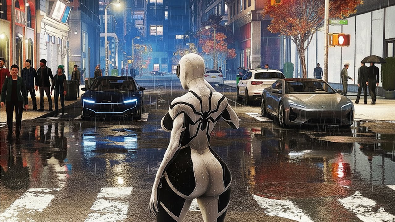 Thicc Lady Symbiote Black & White | Lady's Love Story Spider Man 2's Mod