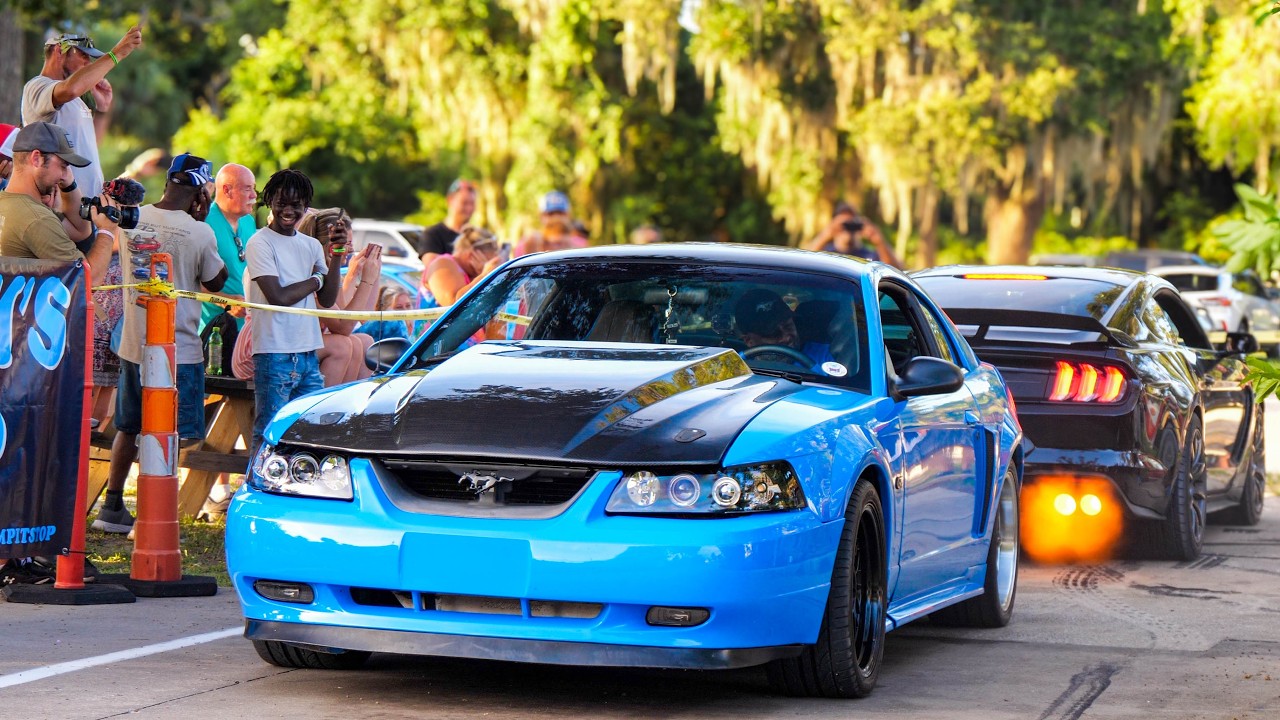 Mustangs at Daytona 2024 | Failed burnout's & Exhaust Competition | The Cameraman never dies!!
