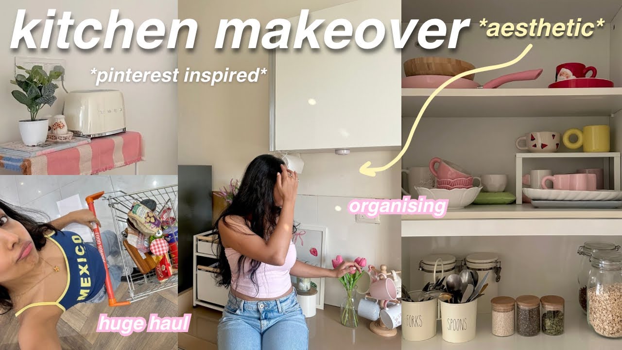EP1: makeover diaries🫙🥣 kitchen makeover |  aesthetic, pinterest inspired & rental friendly!!!