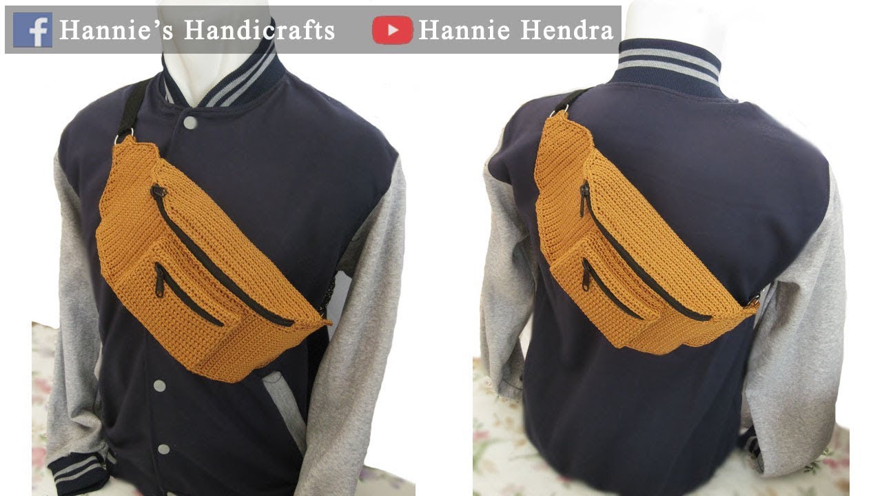 Crochet || Tutorial Tas Rajut Dada - Pinggang || Waist Crochet Bag  [Subtitles Available]