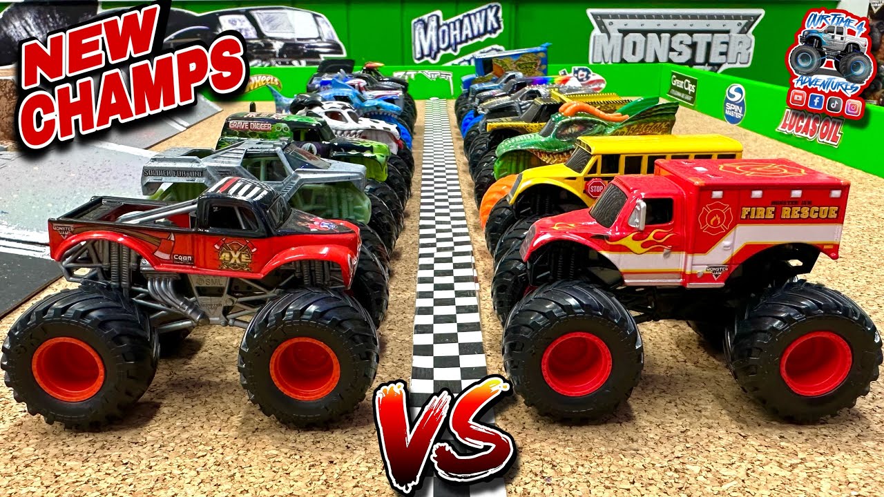 Toy Diecast Monster Truck Racing Tournament | Round #32 | Spin Master MONSTER JAM Series #29  🆚 #30