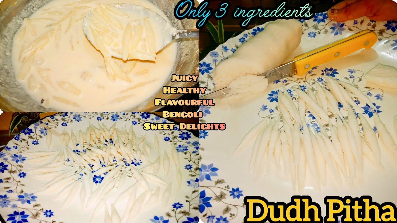 Dudh Pitha| Only 3 ingredients make this Sweets👌😋| Healthy Sweetdish|Rice Needle Pudding| Puli Pitha