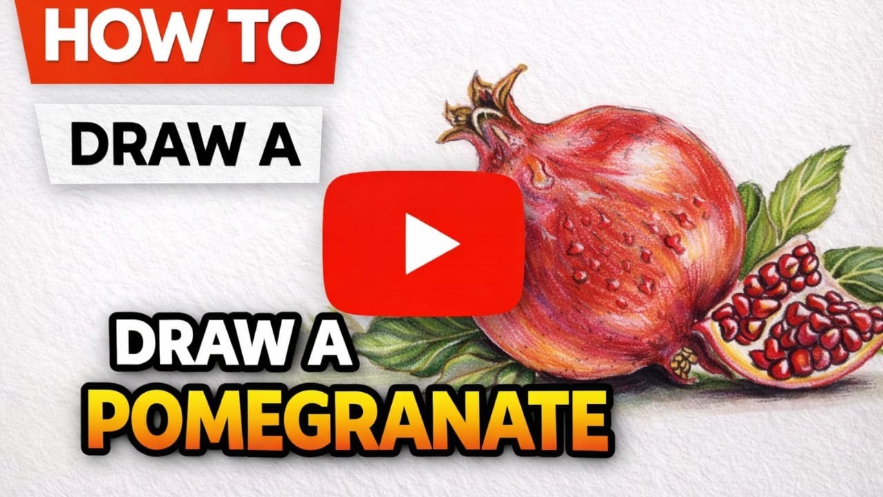 How to Draw a Realistic Pomegranate | Colour Pencil Art