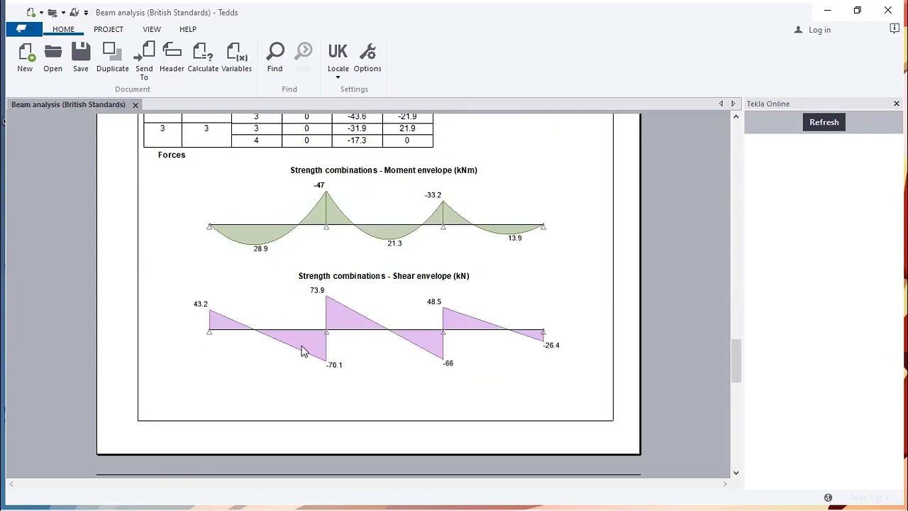 Analysis and Design of a Continuous  Beam in Tekla Tedds Beam Design