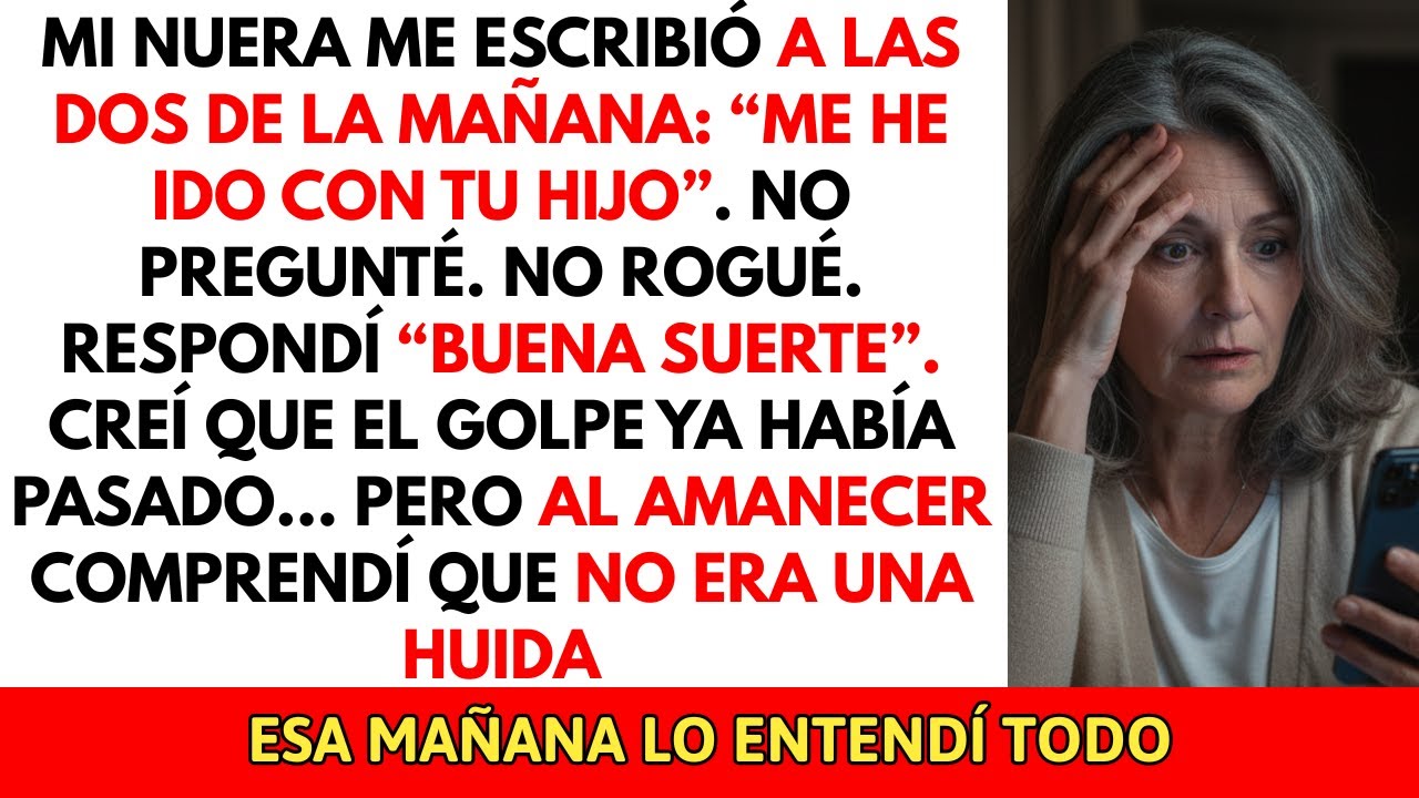 Mi nuera me escribió: “Me he ido con tu hijo” — respondí “Buena suerte” y al amanecer todo cambió