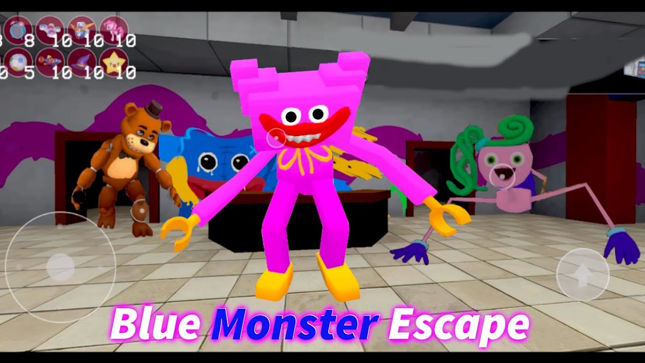 [Blue Monster Escape] chapter 1! Kissy Missy, Mommy Long Legs and Freddy, full game walkthrough.
