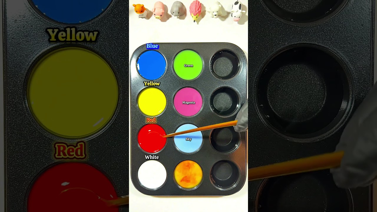 Mix 4 colors 💙+💛+❤️+🤍 to create amazing colors #asrm #colormix #satisfying #colormixing #colors