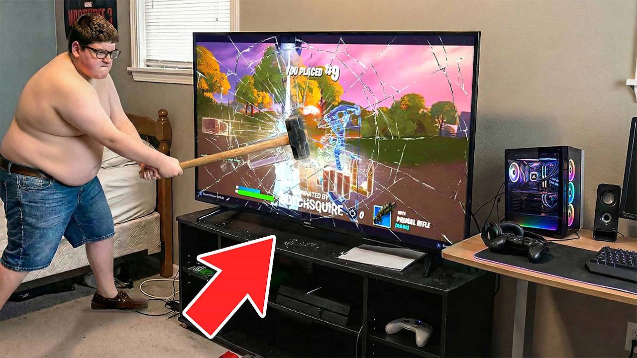 KID DESTROYS DADS TV OVER FORTNITE&hellip; (BIG MISTAKE!)