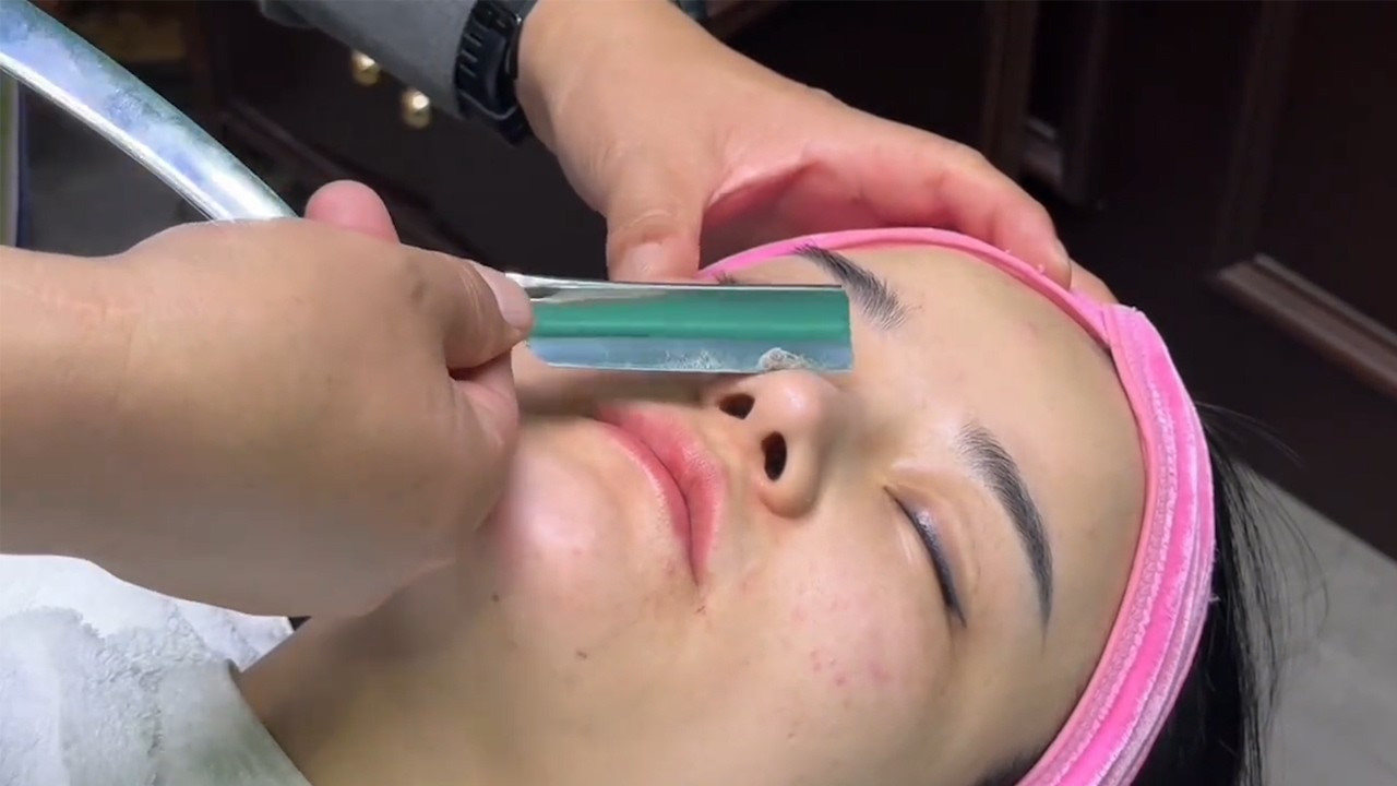 💈Facial cleaning！Lady Shaving！Removes a lot of dead skin and vellus hair！Skin care！#barber