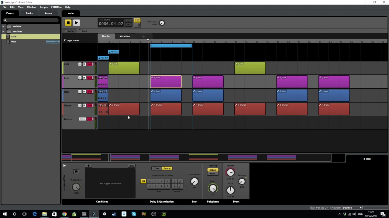 FMOD Studio -  Procedural Music Experiment