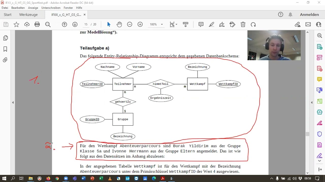 Abituraufgabe Informatik - Sportfest - Teilaufgabe a)